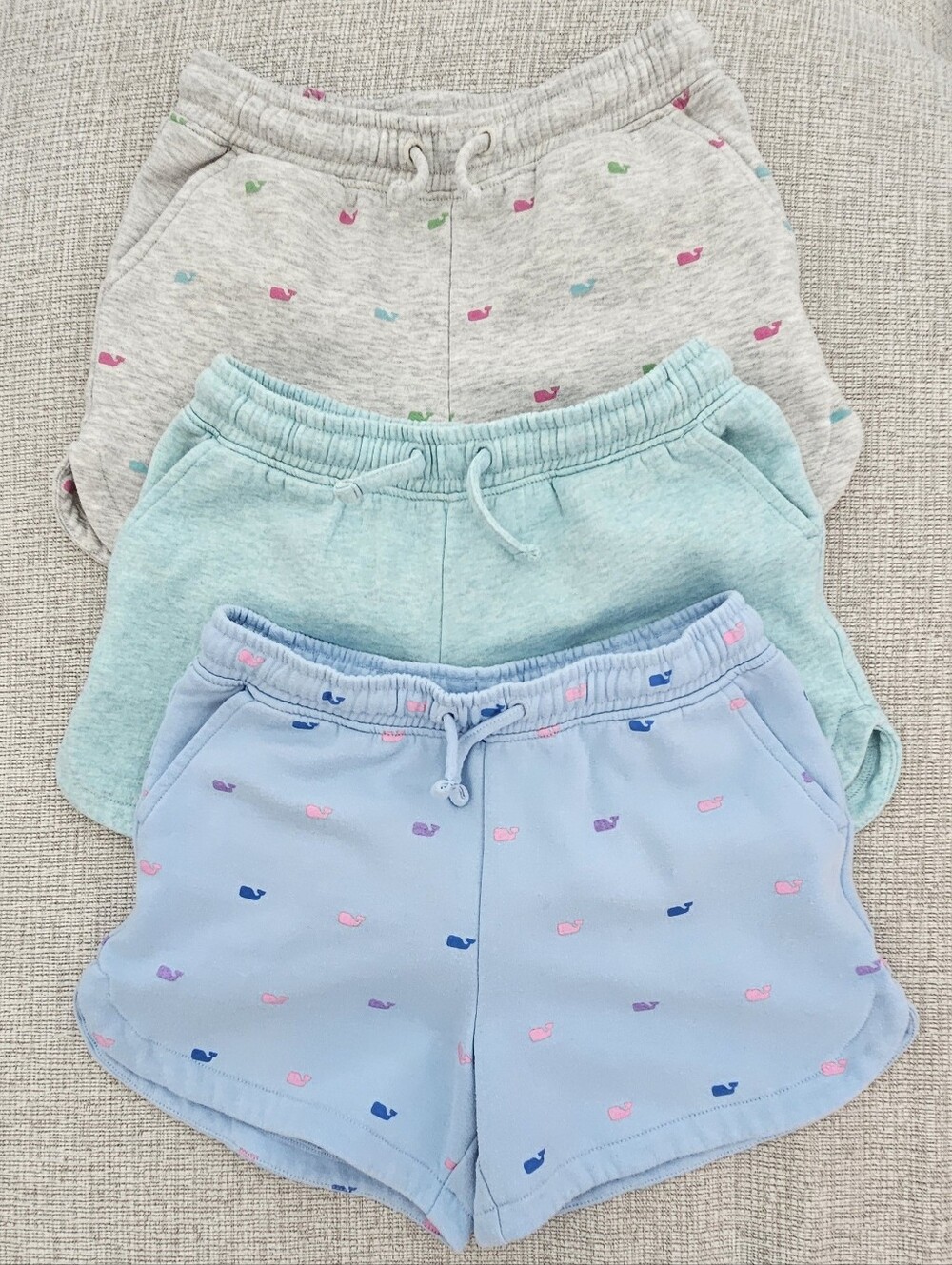 Vineyard Vines Girls' Set Of 3 Whale Sweat Shorts Size M (10-12)